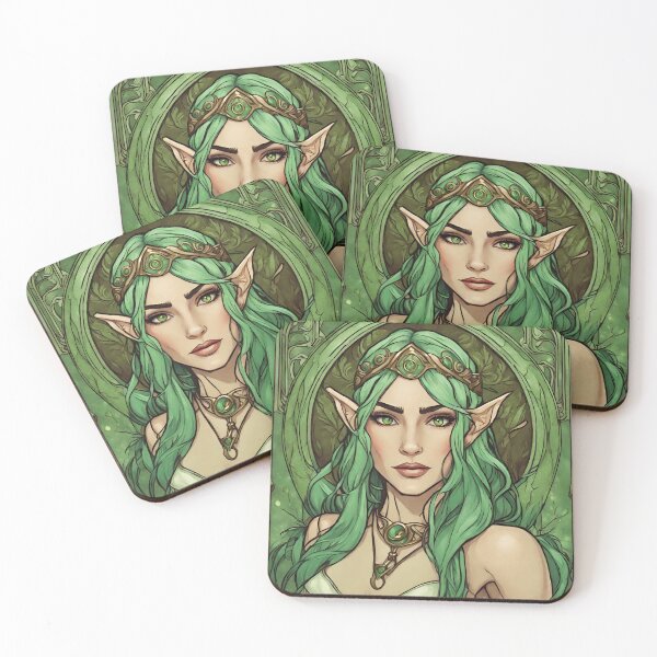 Item preview, Green Woman Elf Queen Elven  Goddess Art Nouveau designed and sold by GoddessNouveau.