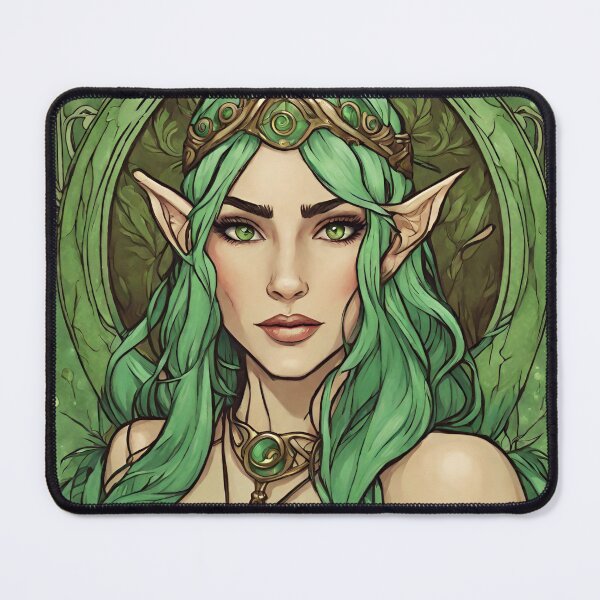 Item preview, Green Woman Elf Queen Elven Goddess Art Nouveau designed and sold by GoddessNouveau.