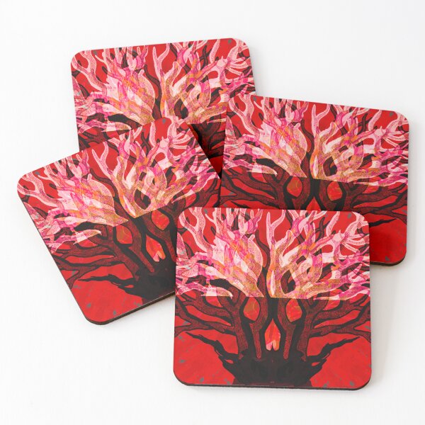Item preview, Dramatic red coral sea life art. designed and sold by Meteryards.