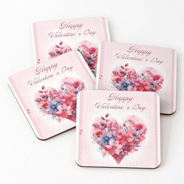 Item preview, Happy Valentine's day card with watercolor red  Heart and flowers St Valentine's Day postcard designed and sold by Createya.