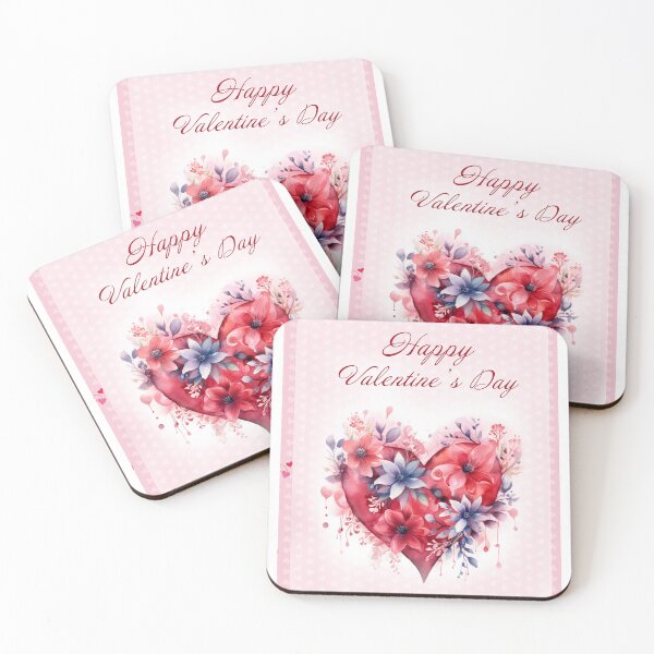Item preview, Happy Valentine's day card with watercolor red  Heart and flowers St Valentine's Day postcard designed and sold by Createya.