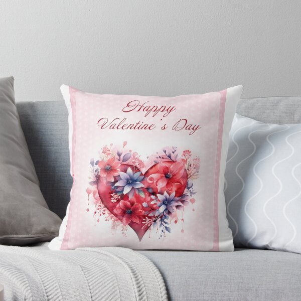 Item preview, Happy Valentine's day card with watercolor red  Heart and flowers St Valentine's Day postcard designed and sold by Createya.