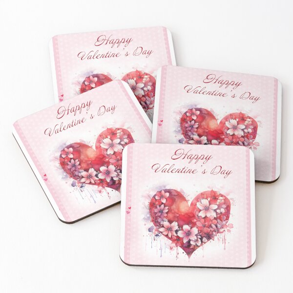 Item preview, Happy Valentine's day card with watercolor red  Heart and flowers St Valentine's Day postcard designed and sold by Createya.