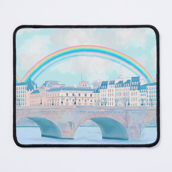 Item preview, Rainbow over Ile de la cité, Paris, in bright pastels designed and sold by QuirkyArtz.