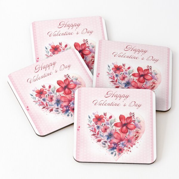 Item preview, Happy Valentine's day card with watercolor red  Heart and flowers St Valentine's Day postcard designed and sold by Createya.