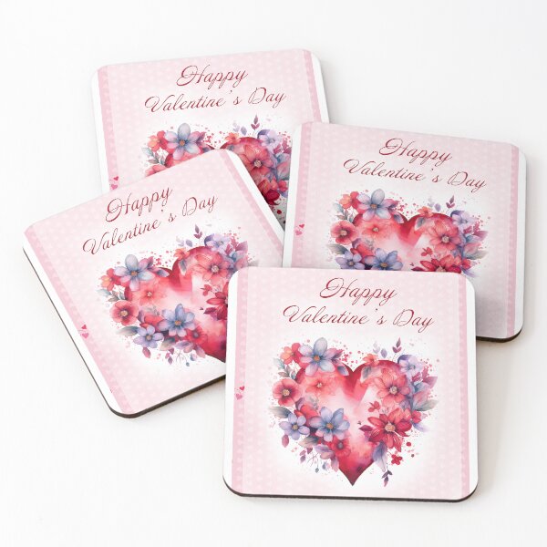 Item preview, Happy Valentine's day card with watercolor red  Heart and flowers St Valentine's Day postcard designed and sold by Createya.