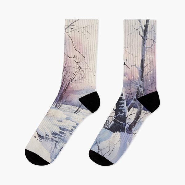 Item preview, Peaceful Winter Landscape of Snowy River and Trees designed and sold by AgathaZolastore.