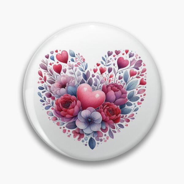 Item preview, Another Floral Roses Hearts Digital Watercolor Heart designed and sold by WhimsyWorksShop.