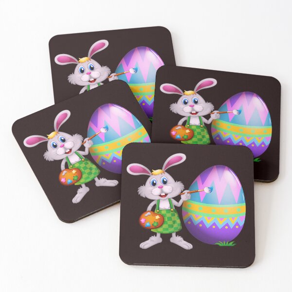 Item preview, Bunny painting various colors on an egg designed and sold by Chaotic Critters.