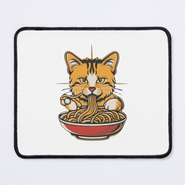Item preview, cat eating spaghetti noodles funny designed and sold by Egyptian king ⭐⭐⭐⭐⭐.