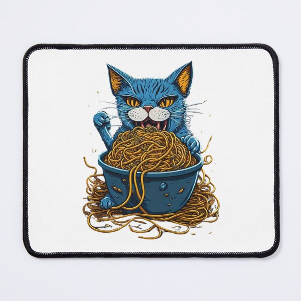 Item preview, cat eating spaghetti noodles funny designed and sold by Egyptian king ⭐⭐⭐⭐⭐.