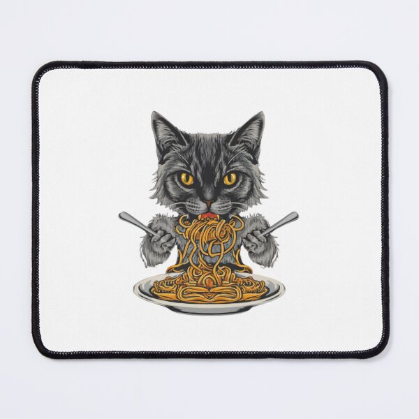 Item preview, cat eating spaghetti noodles funny designed and sold by Egyptian king ⭐⭐⭐⭐⭐.