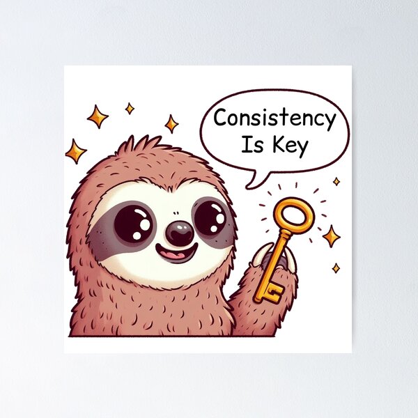 Item preview, Consistency Is Key: Cute Sloth designed and sold by LemuellTrends.