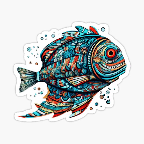Aztec fish totem animal Sticker