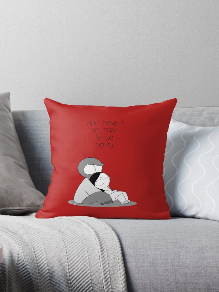 Easy To Be Happy Throw Pillow By Catanacomics Redbubble