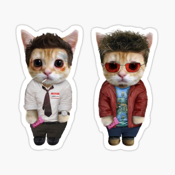 Item preview, Fight Club Cats Tyler Durden Narrator mini Sticker Pack designed and sold by drainsupply.