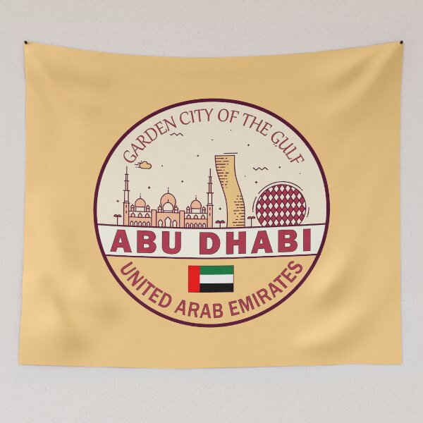 Item preview, Abu Dhabi UAE City Skyline Emblem designed and sold by KrisSidDesigns.