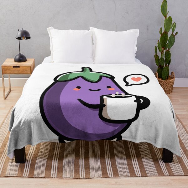 Item preview, Cute Eggplant Drinking Coffee designed and sold by BluRockDesigns.