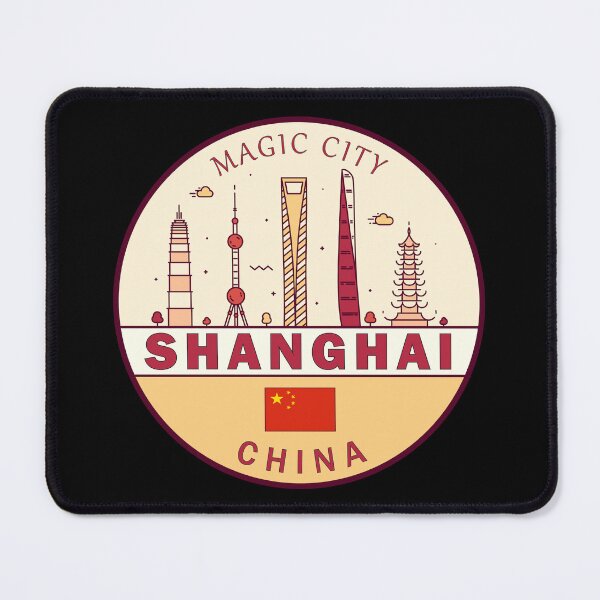 Item preview, Shanghai China City Skyline Emblem designed and sold by KrisSidDesigns.