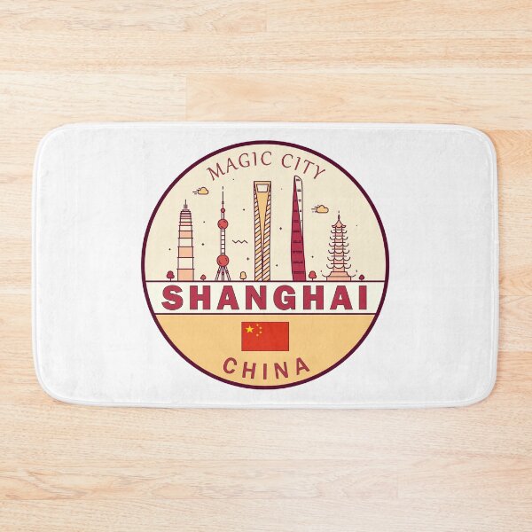 Item preview, Shanghai China City Skyline Emblem designed and sold by KrisSidDesigns.