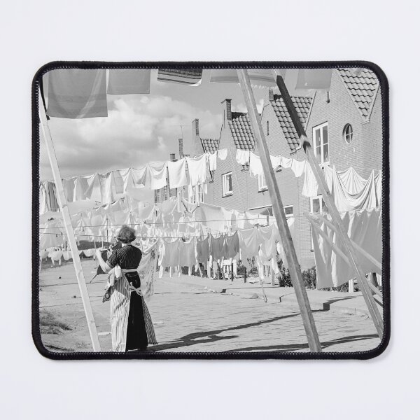 Item preview, Laundry on Clothes Line, Black and White Vintage Photo designed and sold by modernretro.