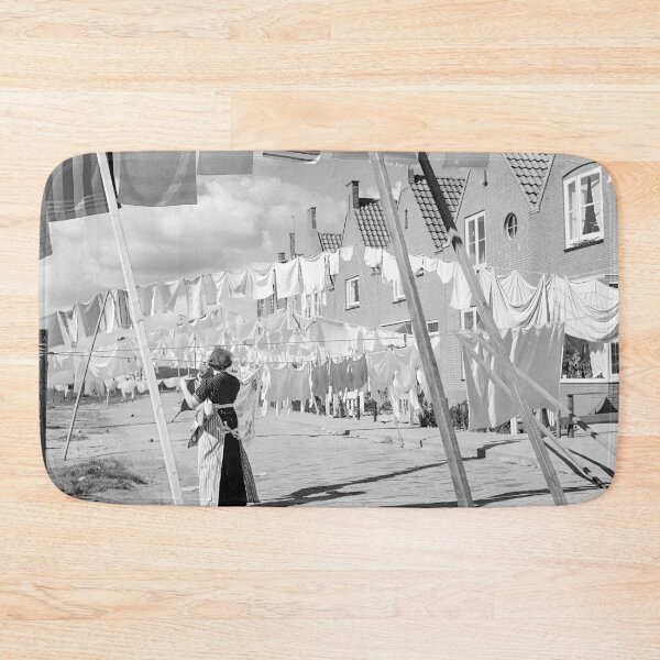 Item preview, Laundry on Clothes Line, Black and White Vintage Photo designed and sold by modernretro.
