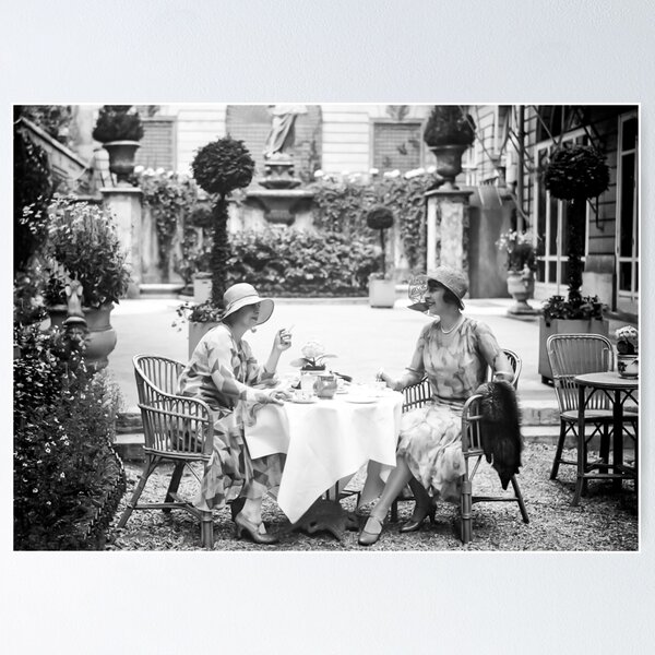 Item preview, Garden Tea Party, Black and White Vintage Art designed and sold by modernretro.