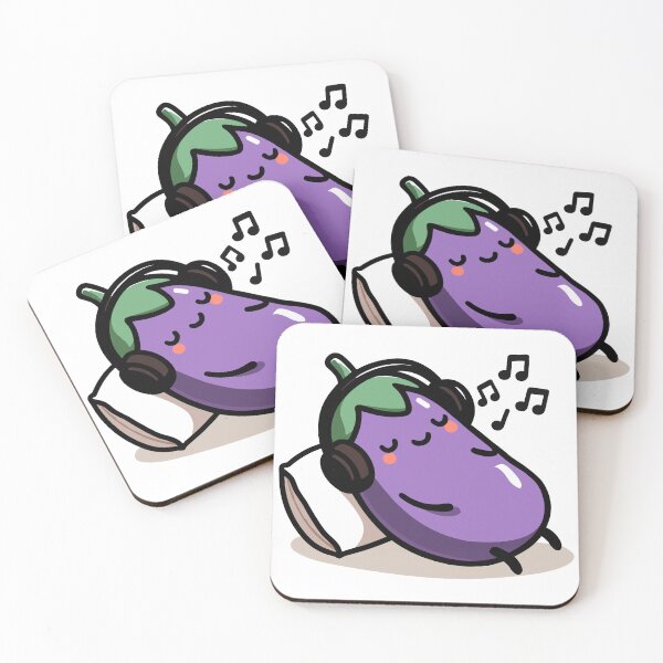 Item preview, Cute Eggplant Listening To Music designed and sold by BluRockDesigns.