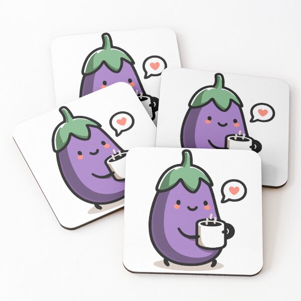 Item preview, Cute Eggplant Drinking Coffee designed and sold by BluRockDesigns.