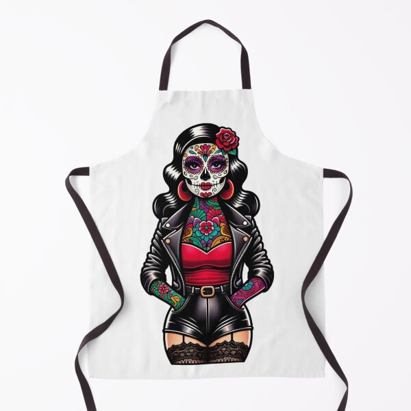 Item preview, Sugar Skull in Red Top and Leather Shorts designed and sold by PinUpPizzazz.