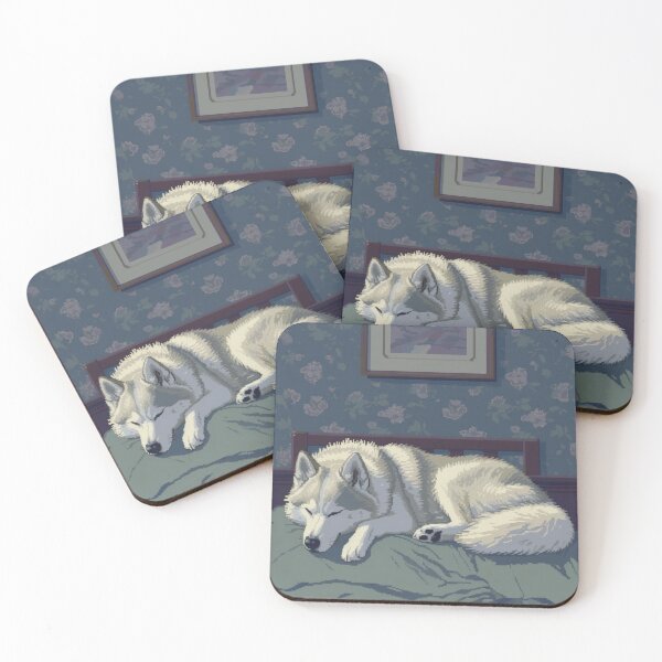 Item preview, Cozy Husky Dreams - Sleeping Canine Curl 8-bit designed and sold by cruzjone.