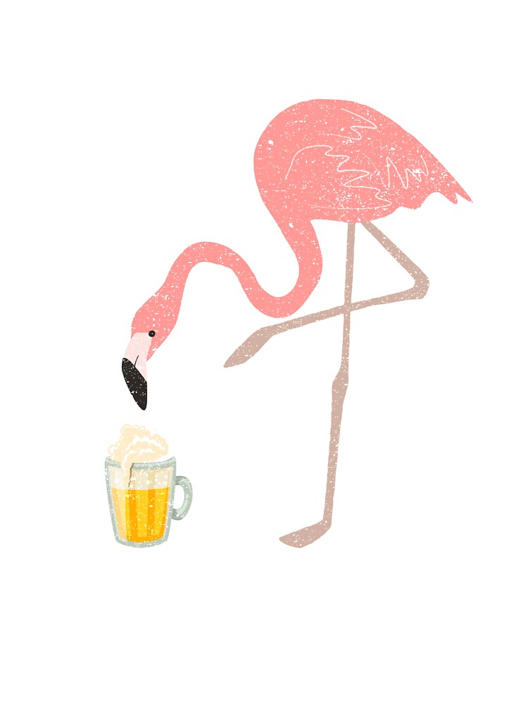 flamingo drinking beer