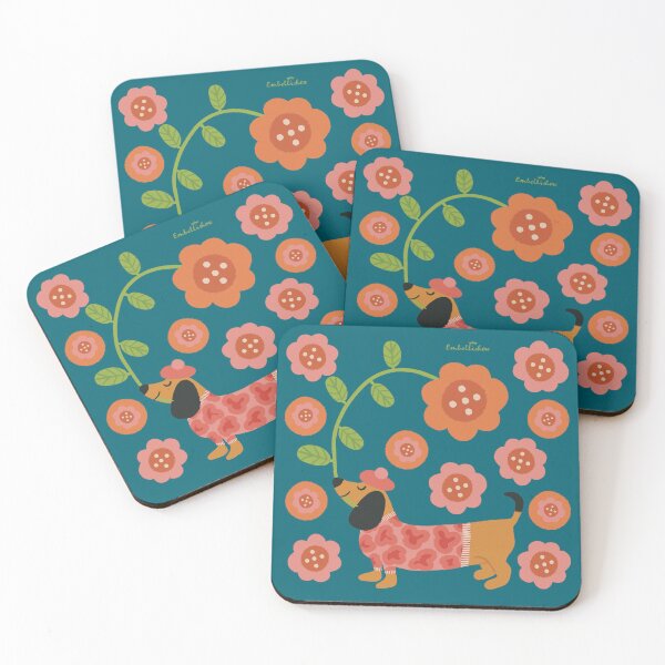 Item preview, Dachshund and Flowers designed and sold by Sarah Abbott-Vaughan.