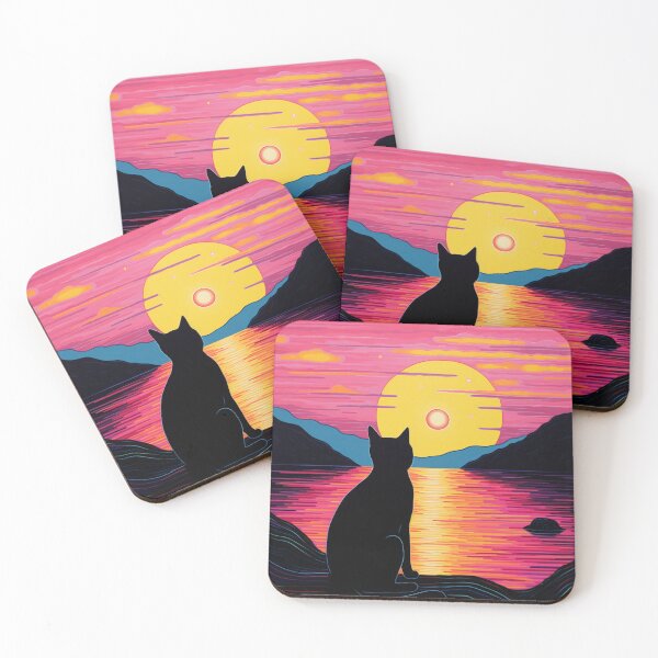 Item preview, Black Cat Watching Purple Sunset designed and sold by InspiredbyOllie.
