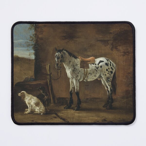 Item preview, A Piebald Horse Tied To a Hitching Post and 2 Dogs by Pieter Cornelisz Verbeeck designed and sold by Amanda1775.