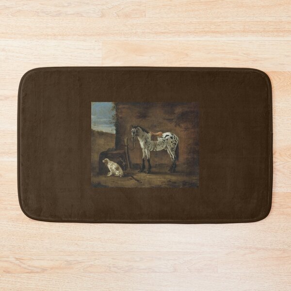 Item preview, A Piebald Horse Tied To a Hitching Post and 2 Dogs by Pieter Cornelisz Verbeeck designed and sold by Amanda1775.