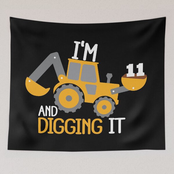 Item preview, Construction Birthday Digging It: 11th Birthday on Black designed and sold by sweetbelle.