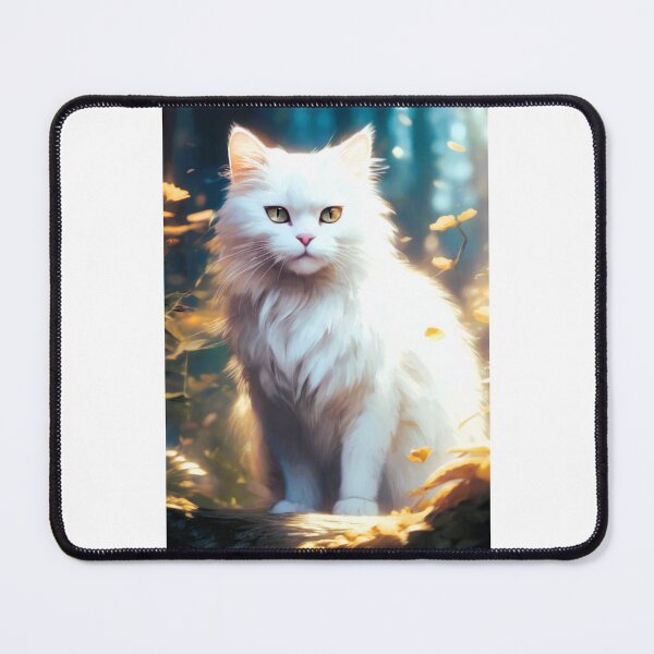 Item preview, young white cat sitting, long hair designed and sold by janjacbu.