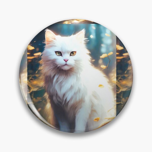 Item preview, young white cat sitting, long hair designed and sold by janjacbu.