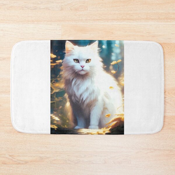 Item preview, young white cat sitting, long hair designed and sold by janjacbu.