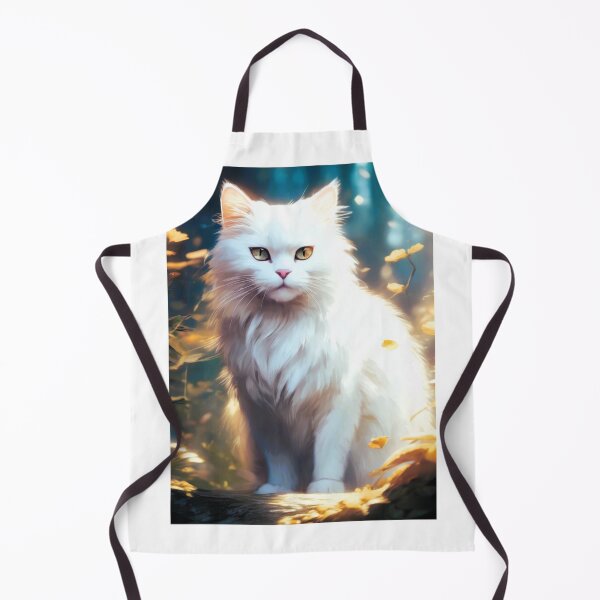 Item preview, young white cat sitting, long hair designed and sold by janjacbu.