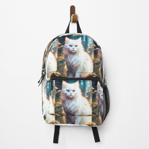Item preview, young white cat sitting, long hair designed and sold by janjacbu.