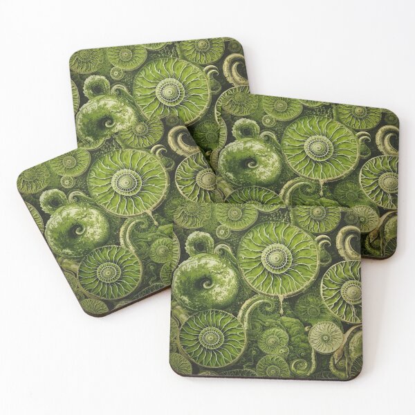 Item preview, Antique Toile de Ammonite in Dark Green designed and sold by Shelly Little.