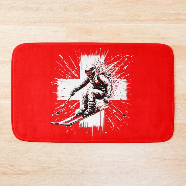 Item preview, Skiing Switzerland - Swiss Skier in the Alps & Swiss cross designed and sold by BabyYodaSticker.