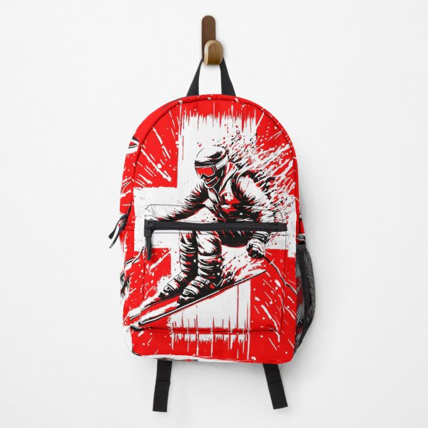Item preview, Skiing Switzerland - Swiss Skier in the Alps & Swiss cross designed and sold by BabyYodaSticker.