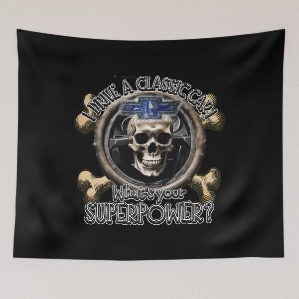 Item preview, Chev Skull and Cross Bones - I DRIVE A CLASSIC CAR, whats your SuperPower? designed and sold by Michael van der Hoorn.