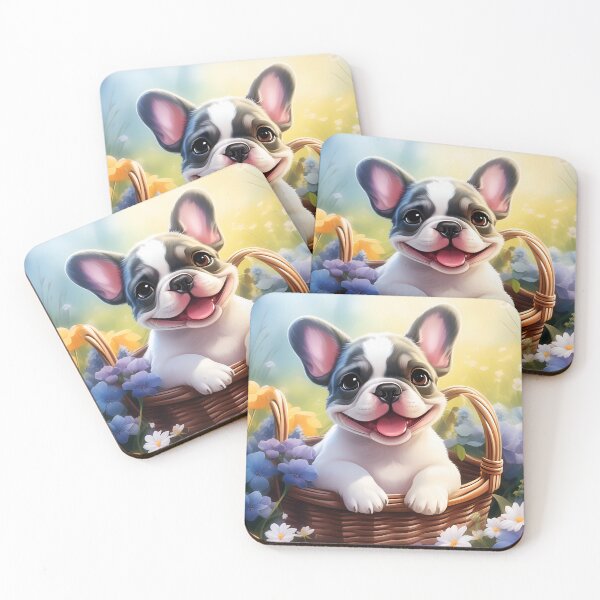 Item preview, Frenchy puppy - Basket - Flowers designed and sold by wongacreations.