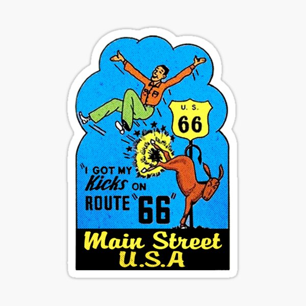 Route 66 Get Your Kicks Main Street U.S.A Vintage Style Sticker