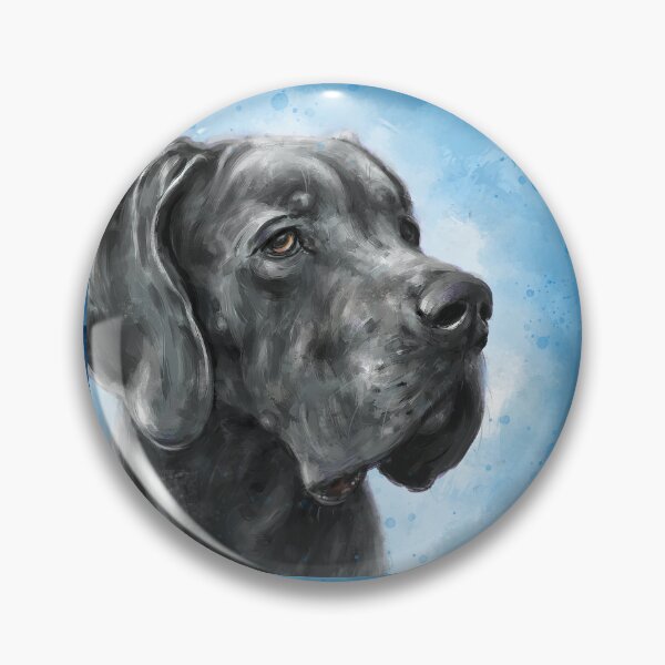 Item preview, Painting of Grey Great Dane on a Blue Background designed and sold by ibadishi.