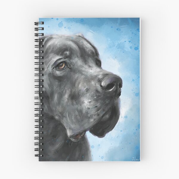 Item preview, Painting of Grey Great Dane on a Blue Background designed and sold by ibadishi.
